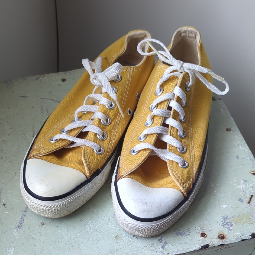 Yellow Canvas Converse Chucks Sneakers with White Laces